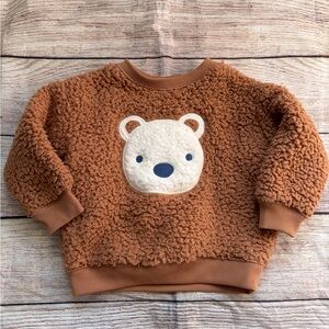 Brown Teddy Bear Fleece Sweater Jumping Bean 6M Gender Neutral Minimalist